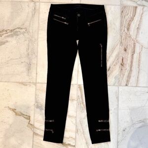Victoria Beckham Skinny Black Moto Jeans w/Zipper Accents - Size 29